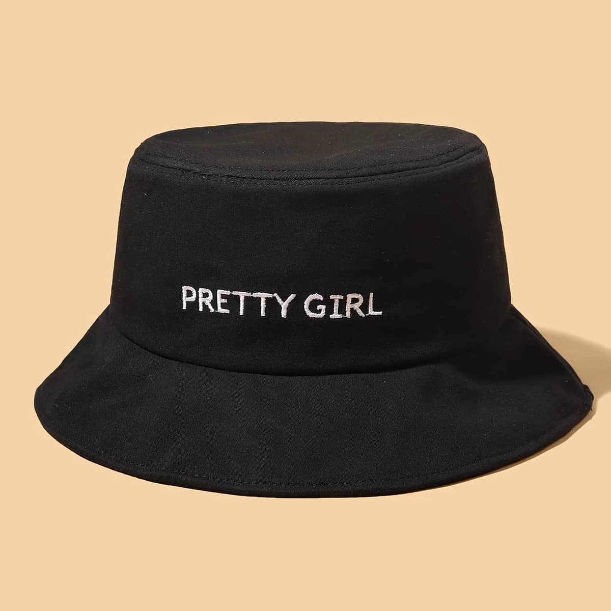 

Letter Embroidery Bucket Hat, Black