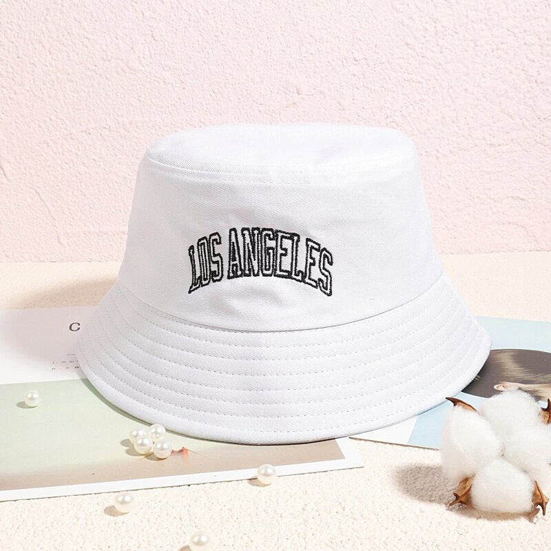 

Letter Embroidery Bucket Hat, White