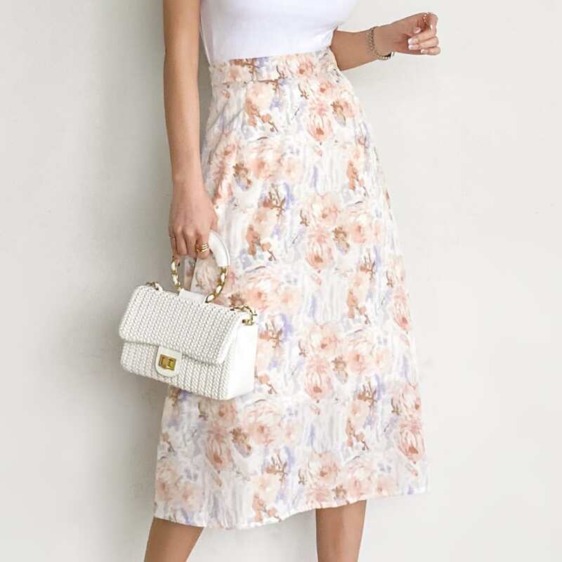 

Floral High Waist Skirt, Multicolor
