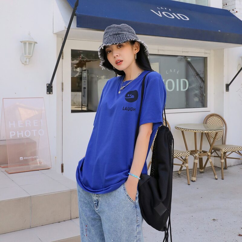 

Letter Graphic Drop Shoulder Tee, Royal blue
