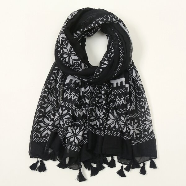 

Geometric Print Hijab, Black