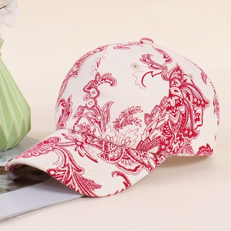 

Plant Graphic Baseball Cap, Red and white