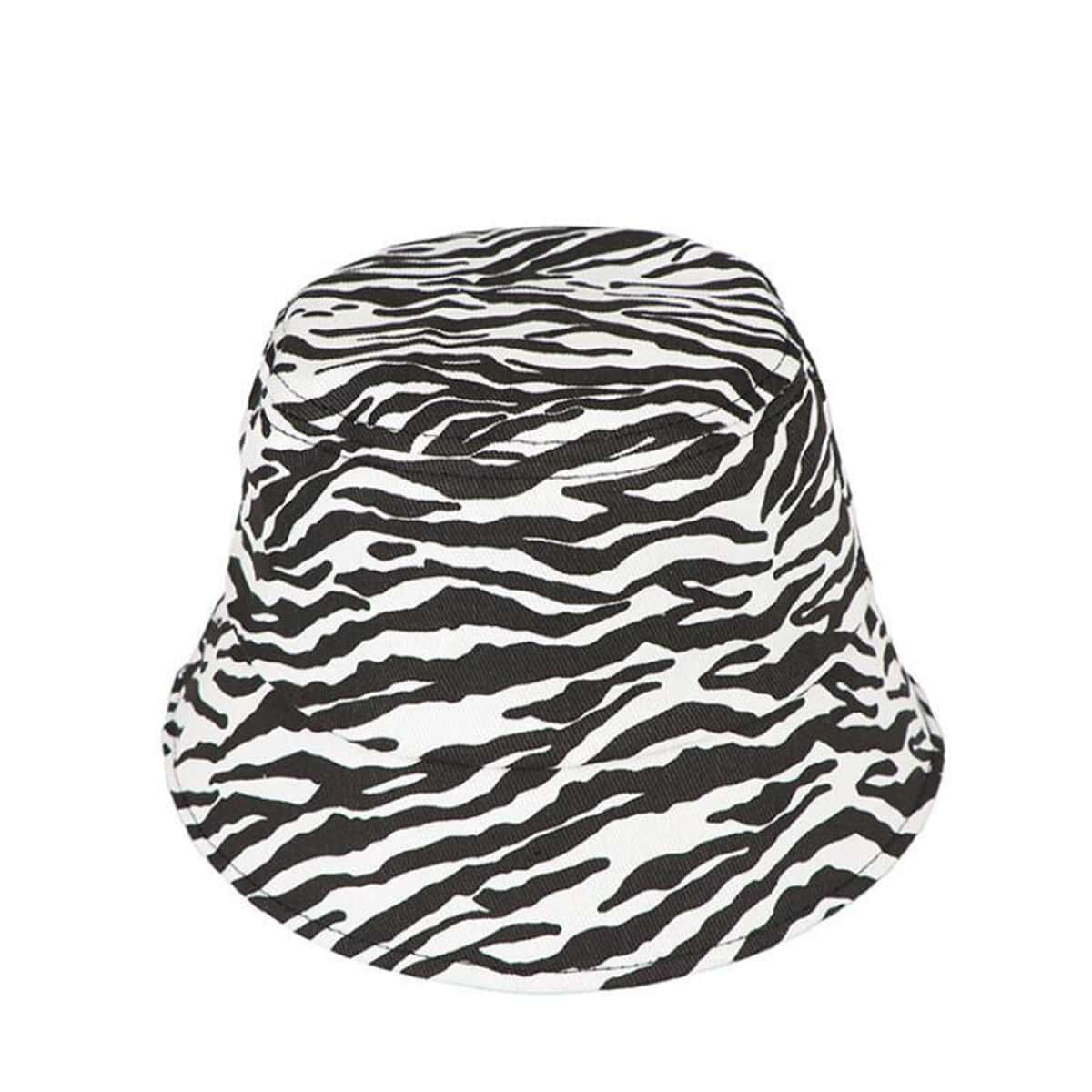 

Zebra Striped Bucket Hat, Black and white