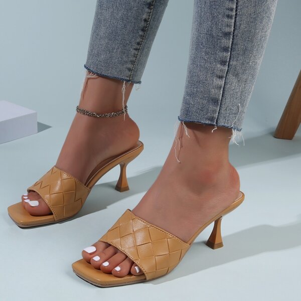 

Minimalist Braided Design Sandal Mules, Brown