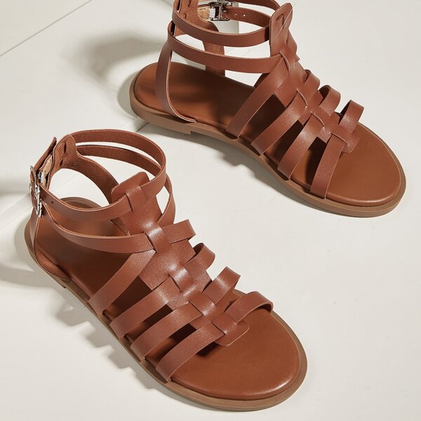 

Minimalist Gladiator Sandals, Brown