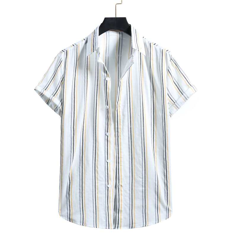 

Guys Striped Button Front Shirt, White