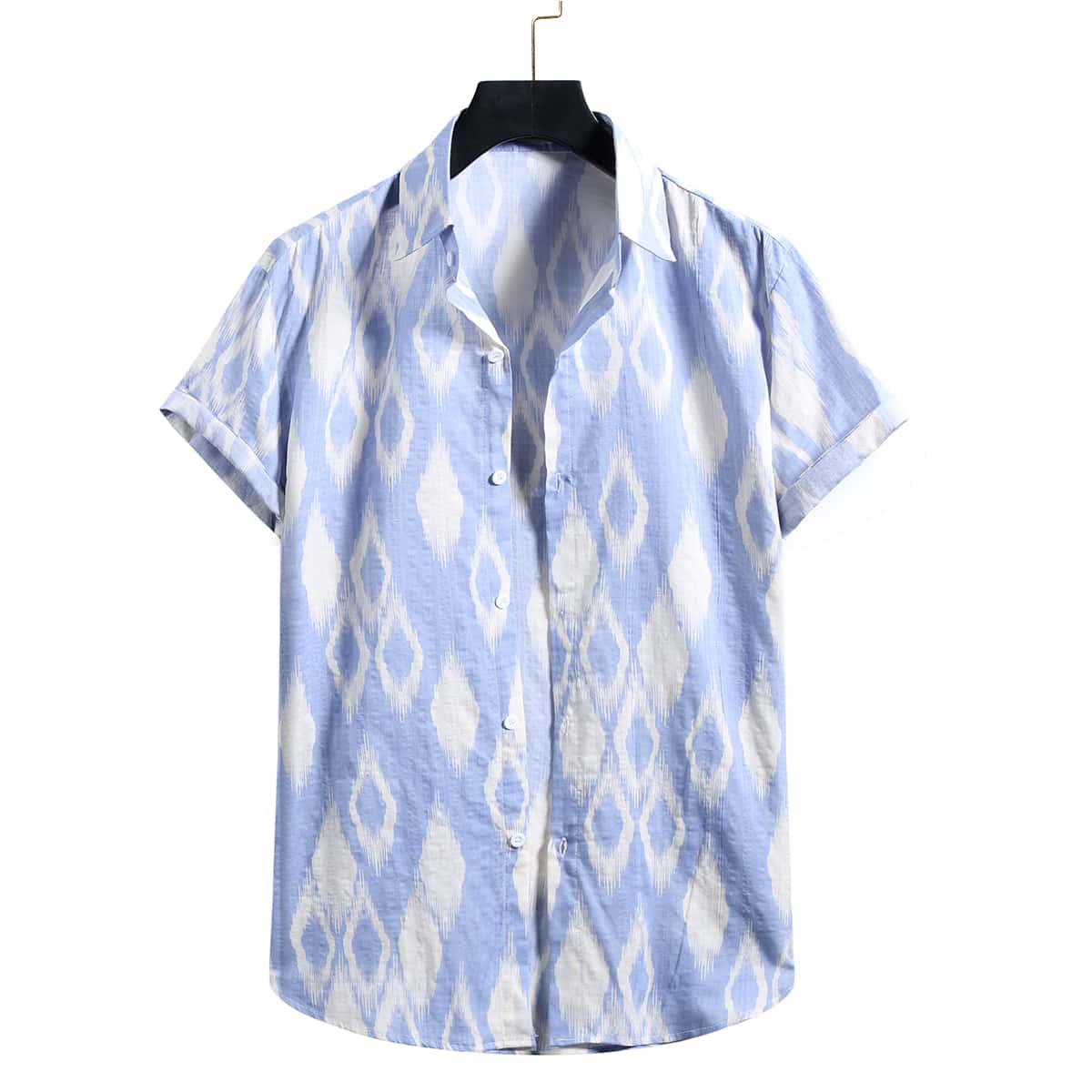 

Guys Argyle Pattern Button Front Shirt, Blue