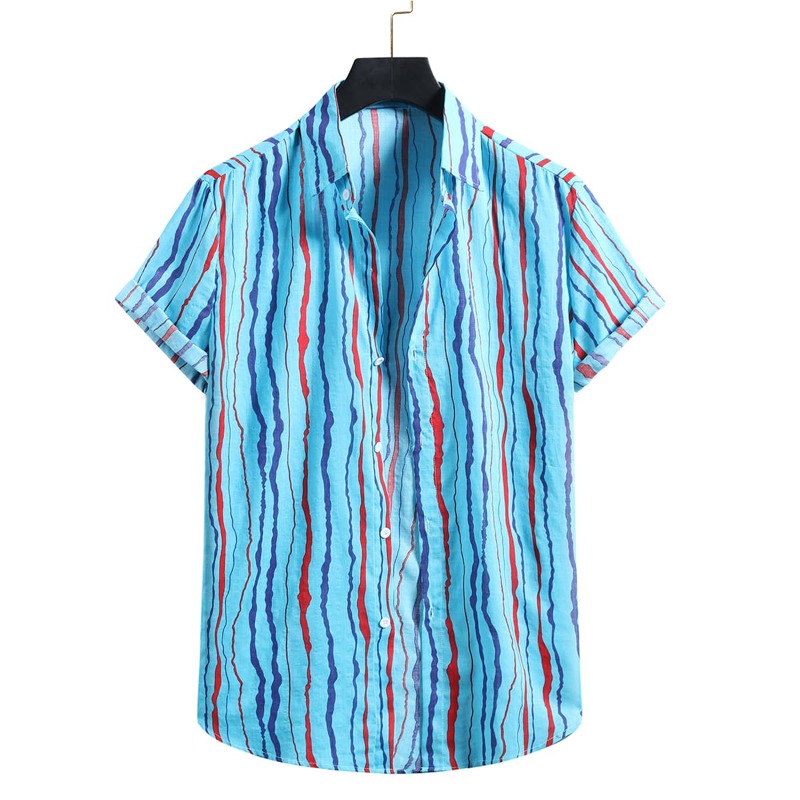 

Guys Striped Button Front Shirt, Blue