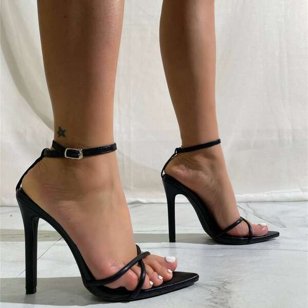 

Minimalist Ankle Strap Sandals, Black