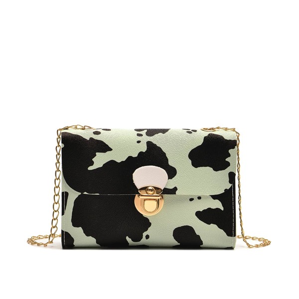

Two Tone Push Lock Chain Bag, Green