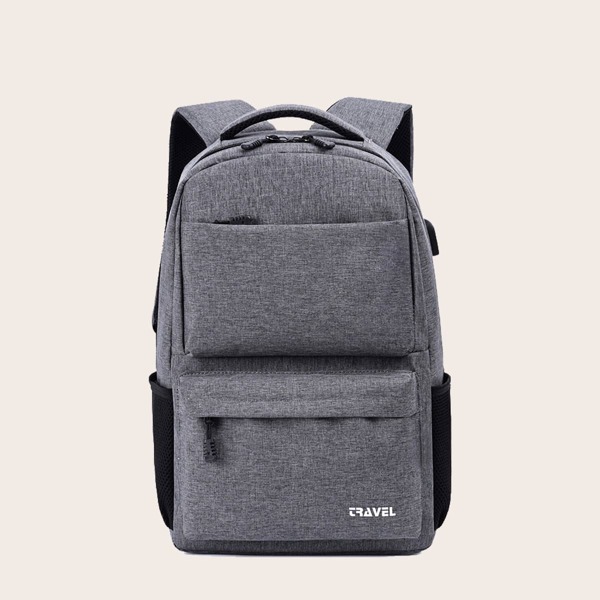 

Men Pocket Front Large Capacity Backpack, Grey