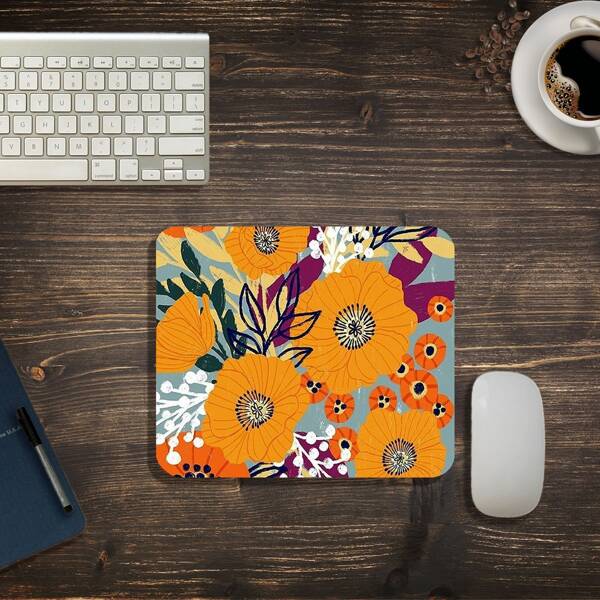 

Flower Pattern Mouse Pad, Yellow