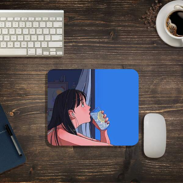 

Cartoon Girl Mouse Pad, Blue