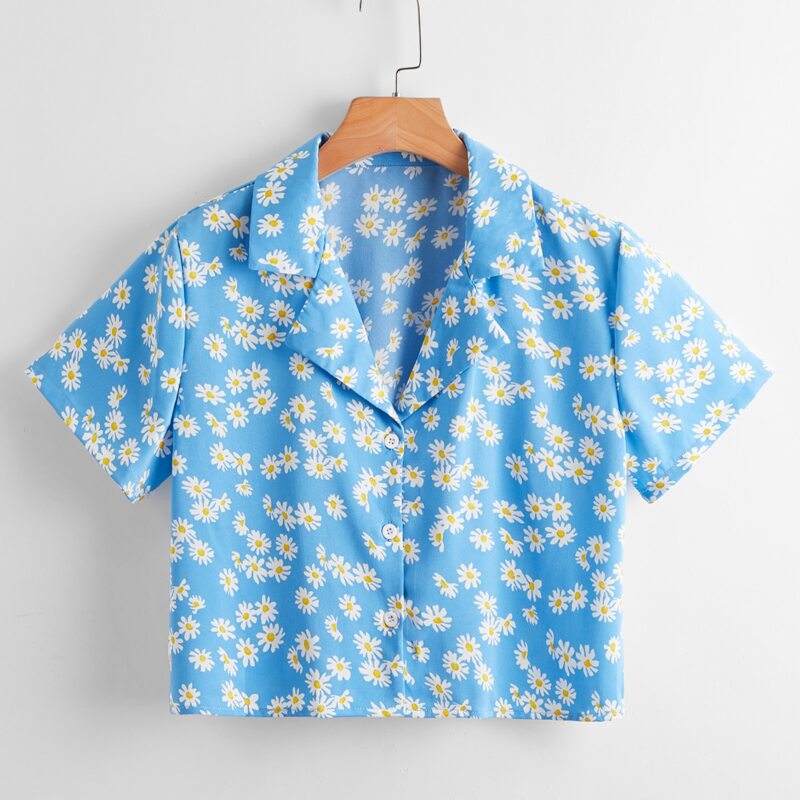 

Daisy Button Front Blouse, Blue