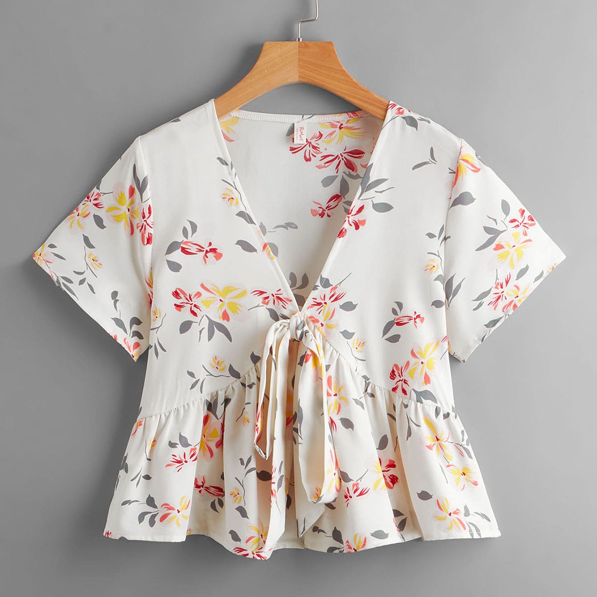 

Floral Print Peplum Blouse, Multicolor