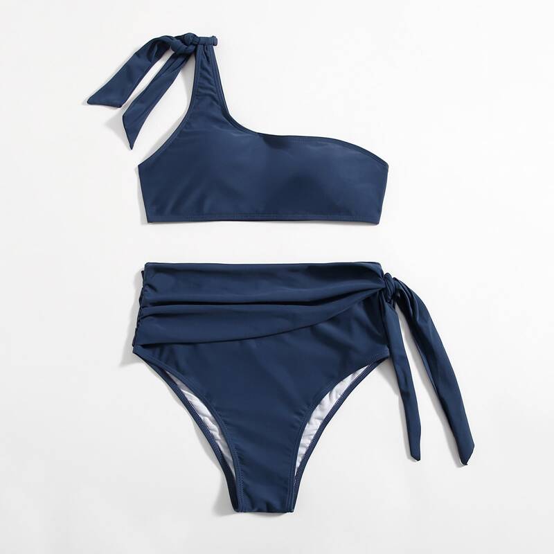 

Solid Knot Bikini Swimsuit, Navy blue