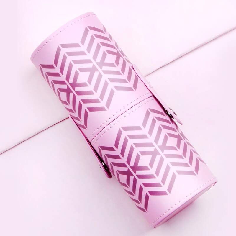 

Chevron Makeup Brush Storage Box, Mauve purple