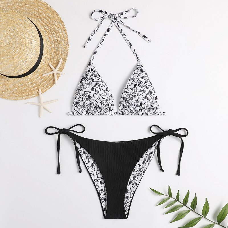 

Cartoon Bikini Swimsuit, Black and white