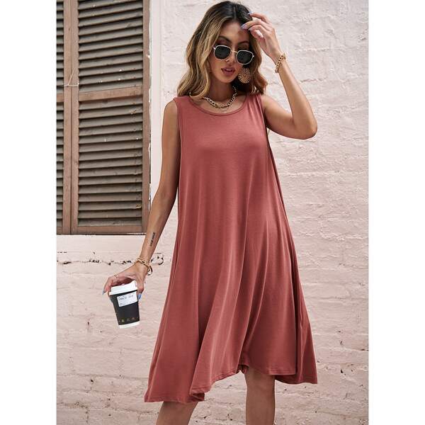 

Solid Tank Dress, Rusty rose