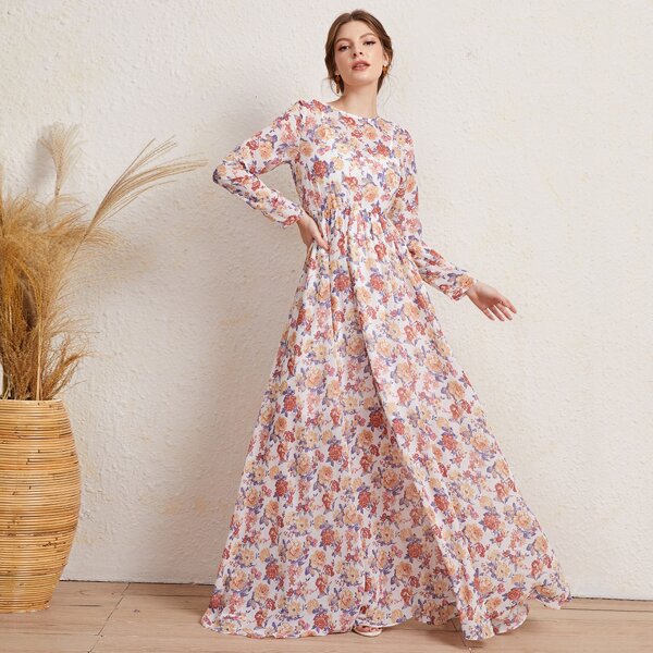 

Allover Floral Print Dress, Multicolor