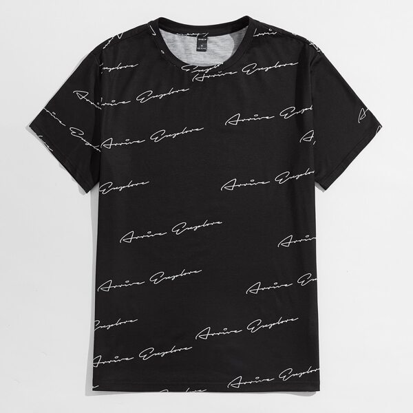 

Men Letter Graphic Tee, Black