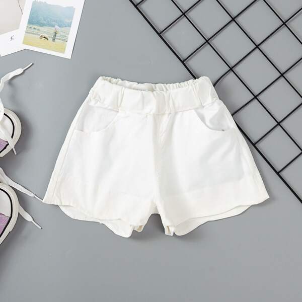 

Toddler Girls Solid Wide Leg Shorts, White