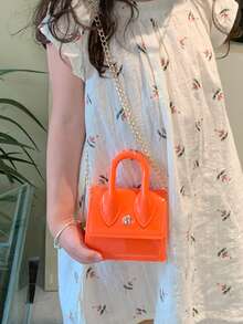 女孩極簡風格手提包 - 橘色 - 查看 5