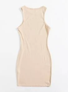 SHEIN EZwear 字母圖案羅紋針織洋裝