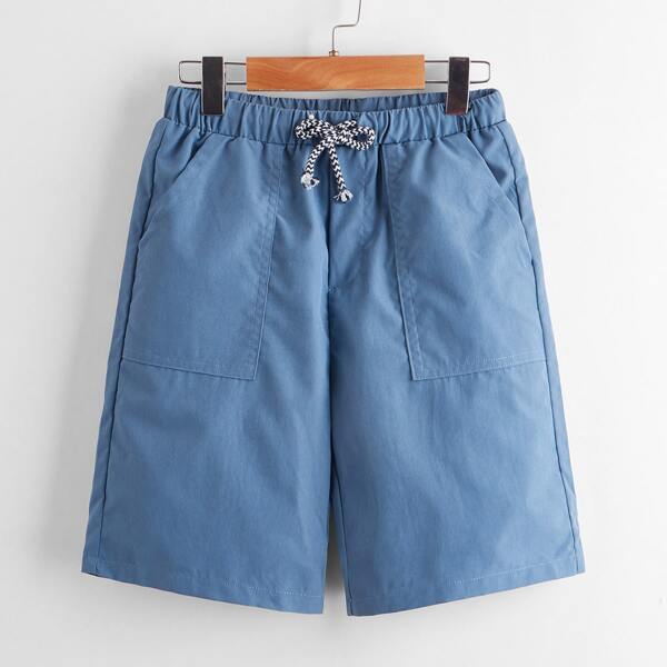 

Boys Pocket Patched Shorts, Dusty blue