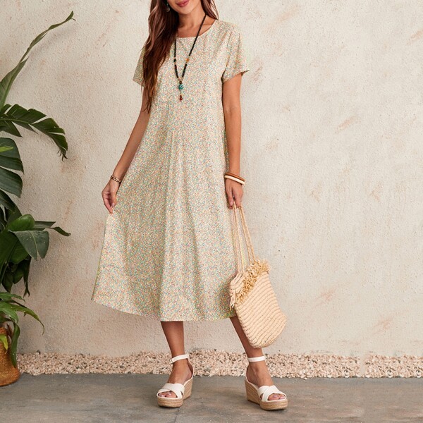

Ditsy Floral Tunic Dress, Multicolor