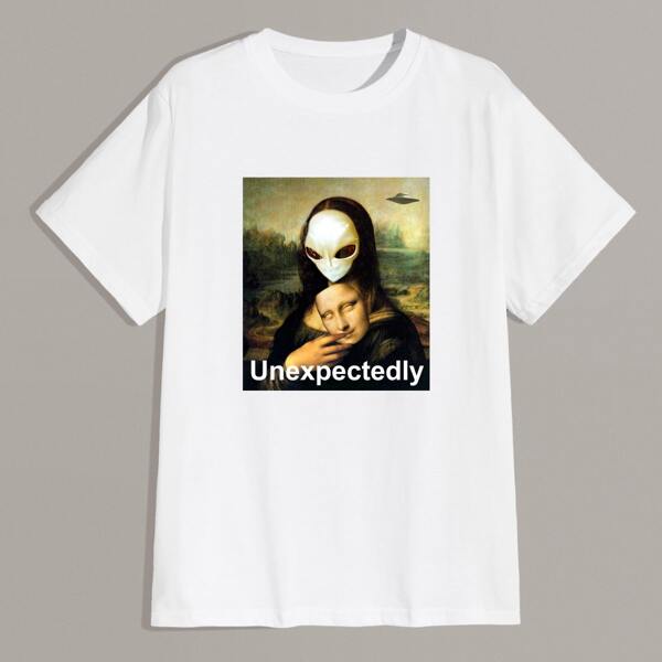 

Men Painting & Letter Graphic Tee, White