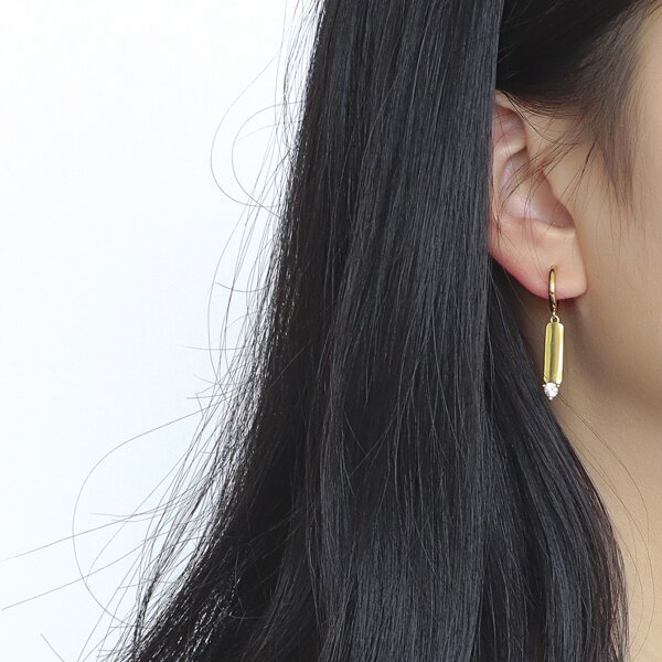 

Gold Plated Zircon Decor Drop Earrings