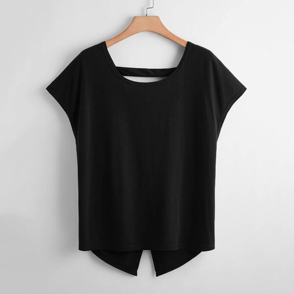 

Plus Twist Split Back Tee, Black