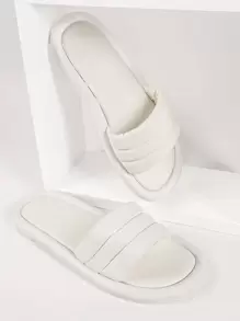 棉服人造皮革涼拖 - 白色 - 查看 1