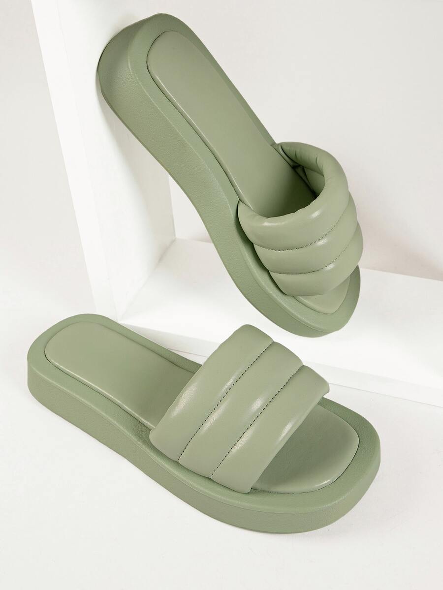 Sandalias de punta cuadrada falso - verde menta - Ver 1