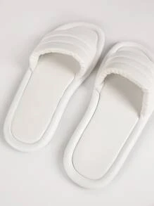 棉服人造皮革涼拖 - 白色 - 查看 4