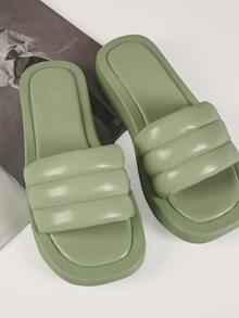 Sandalias de punta cuadrada falso - verde menta - Ver 3