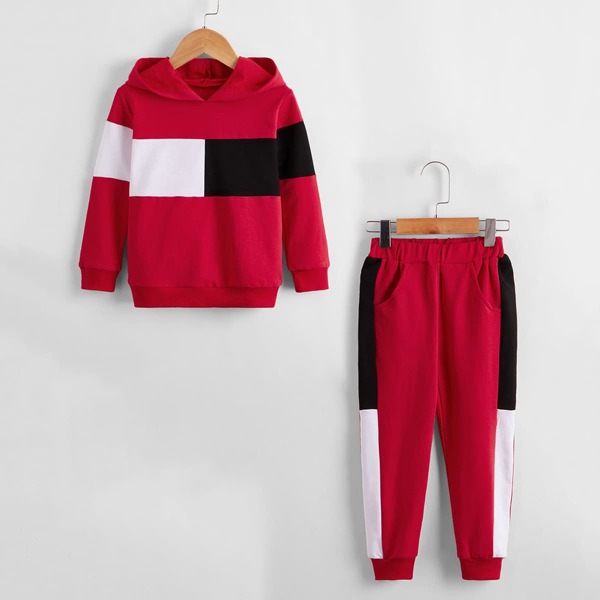 

Toddler Girls Cut And Sew Hoodie With Sweatpants, Rose red