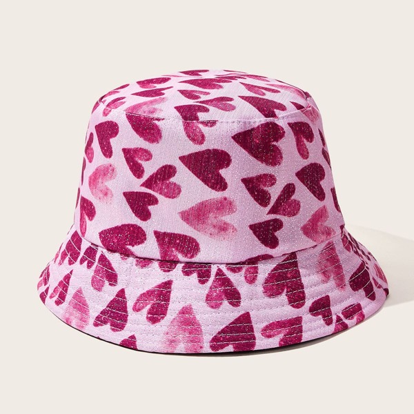 

Heart Print Bucket Hat, Multicolor