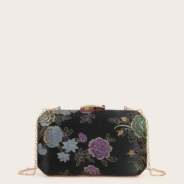 

Floral Graphic Box Bag, Black