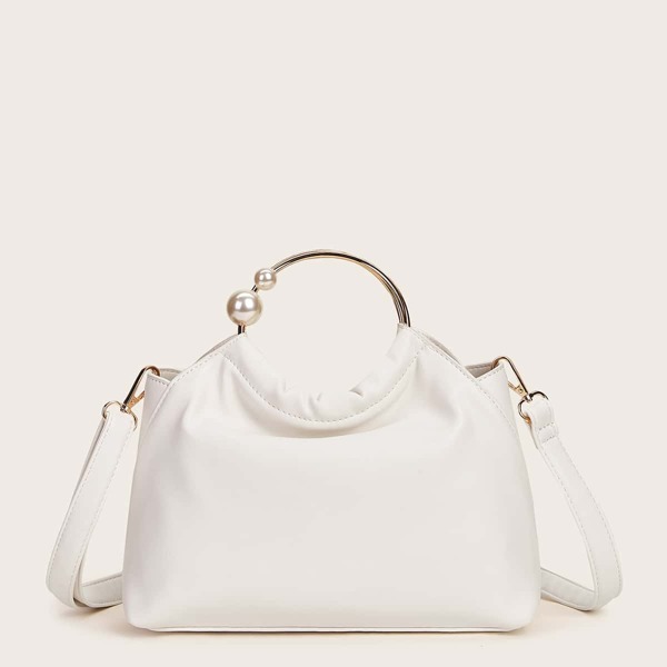 

Ring Handle Tote Bag, White