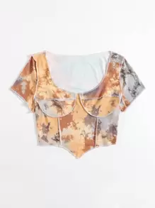 Muchica Áo thun Bất đối xứng Cà vạt nhuộm Giải trí - Nhiều màu - Xem 3