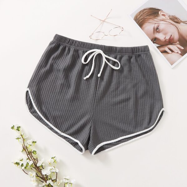 

Plus Contrast Binding Waffle Sleep Shorts, Dark grey
