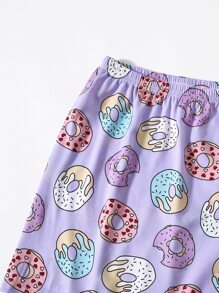 Plus Donuts Print Pyjama Set & Eye Cover - Lilac Purple - View 4
