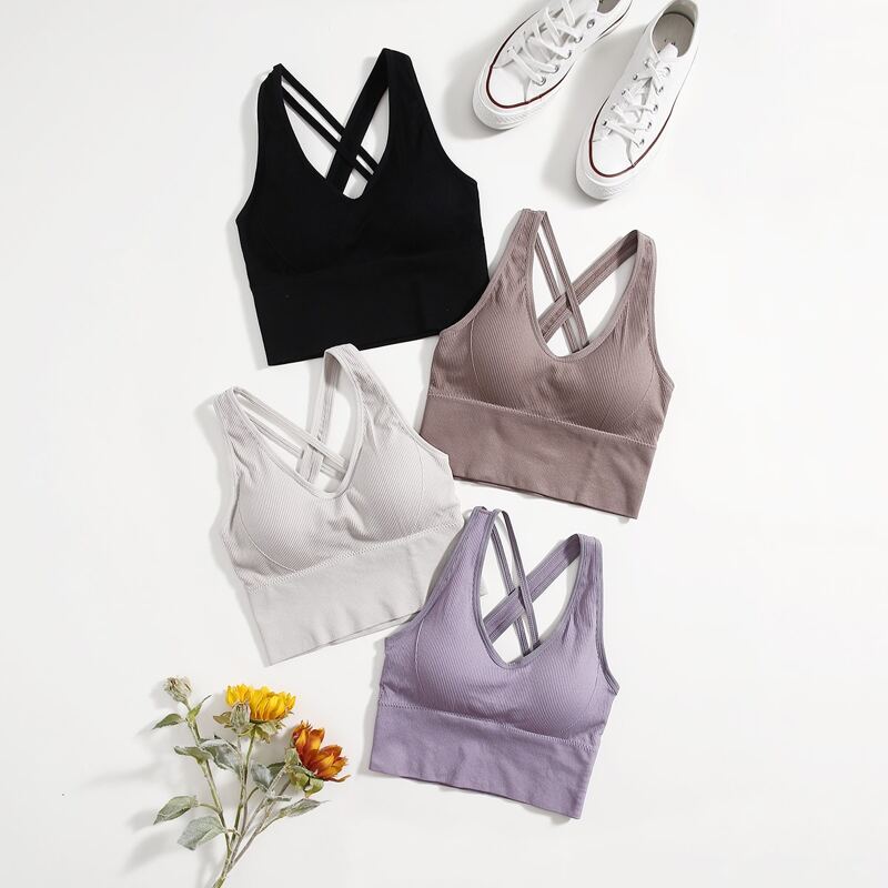 

4 Pack High Stretch Crisscross Sports Bra, Multicolor
