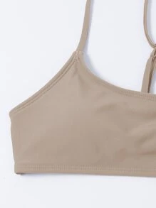 Bikini de tanga sólido para vacaciones de verano en la playa - Albaricoque - Ver 3