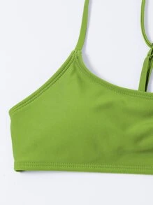 Cut-Out Side Bikini For Summer Beach Vacation - Lime Green - View 6