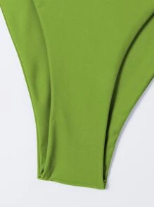 Cut-Out Side Bikini For Summer Beach Vacation - Lime Green - View 7