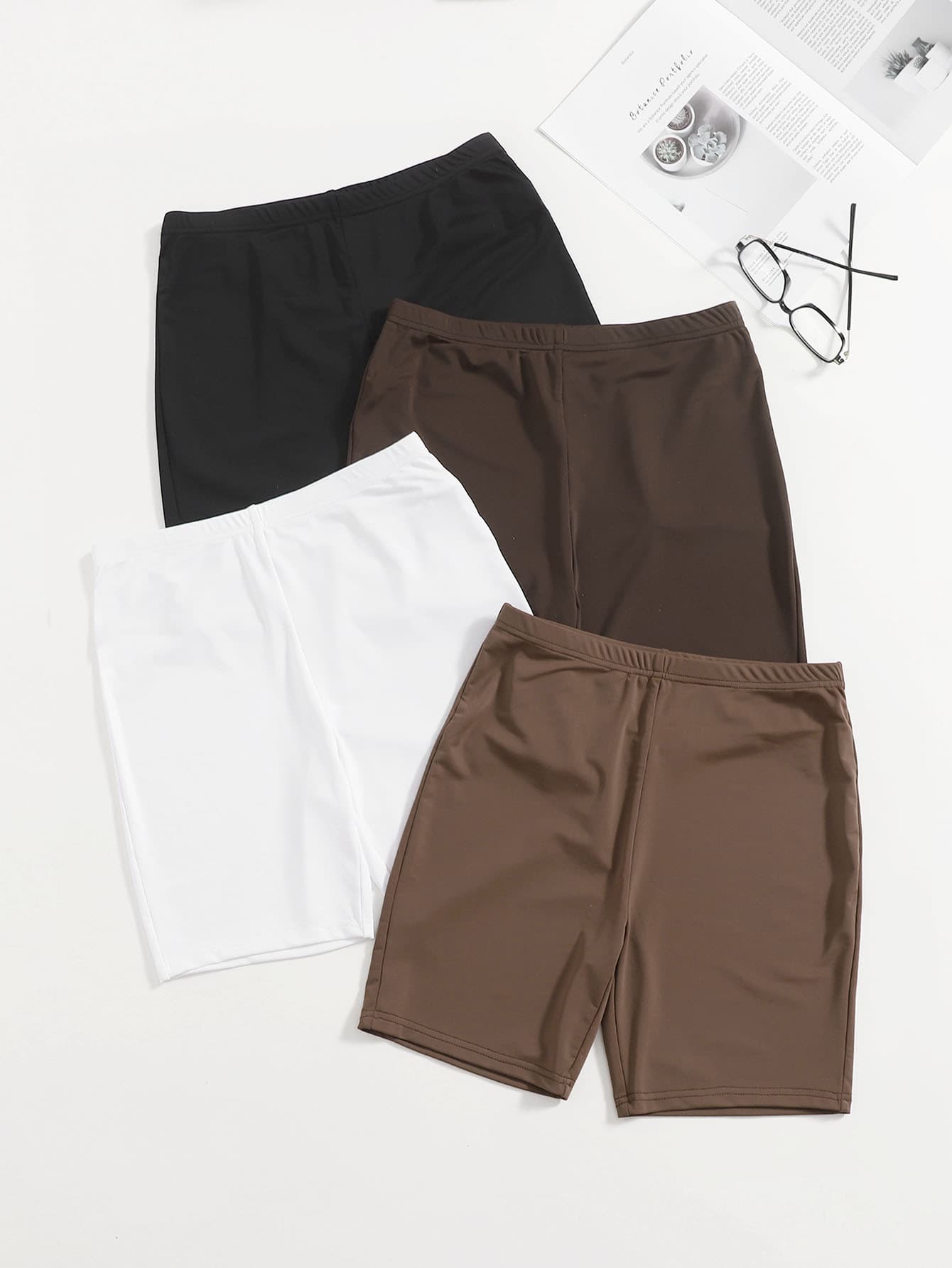 SHEIN EZwear 4入組素色機車短褲