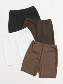 SHEIN EZwear 4入組素色機車短褲